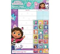 Paper Projects Gabby's Dollhouse Everyday Reward Chart | Incluye 56 calcomanías Brillantes | La Tabla Colorida se Limpia con un paño, 29,7 cm x 42 cm, Multicolor