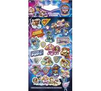 Paper Projects Pegatinas brillantes de la película Paw Patrol the mighty | Producto oficial | Reutilizables en superficies no porosas, multicolor, 19,5 x 9,5 cm