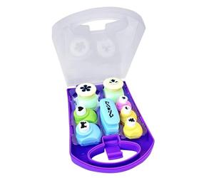 Paper Punch, Hole Puncher, Kids Embossing Kit, 8 Piece Shaped Set, Scrapbooking Craft Tools, Star and Flower Punch, Shaping Hole Punches 21.5x14x4.7cm for Crafting Accessories