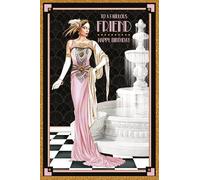 Paper Rose Tarjeta de cumpleaños para un amigo fabuloso - Glamorous Art Deco Lady & Fountain - Tarjeta de felicitación de cumpleaños elegante premium con sobre