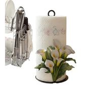 Paper Towel Holder - Tissue Roll Storage For Countertop | 2D Flower Pattern Stand with Heavy Base & Rust-Resistant Finish For Hand Wash Area, Sink, Pantry and Restaurant Cafe