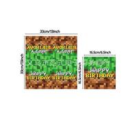 (Paper towels-20pcs) My World Party Supplies Set Pixel War Children's Birthday Game Decoration Disposable Paper Plate Set