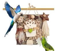 Paper & Wood Parrot Chewing Cardboard Toy For Boredom Relief | 5.9x5.9 Inch Natural Bird Cage Activity | Shredding Climbing Beak Grinding Plaything | Small Parrot Enrichment Hanging Chew Block