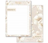 paper&you® bloc de notas A6 "Golden Blossoms" con 50 hojas arrancables - bloc de notas - sostenible & respetuoso con el clima