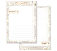 paper&you® bloc de notas A6 "Golden Blossoms" con 50 hojas arrancables - para hacer la compra de forma más divertida - sostenible & respetuoso con el clima
