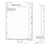 paper&you® bloc de notas de la compra A6 "Flores" con 50 hojas arrancables - bloc de notas de la compra para divertirse más al hacer la compra - sostenible & respetuoso con el clima