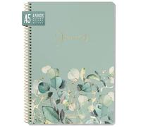 paper&you® Bullet Journal dotted A5 con espiral "Minty Leaves", 160 páginas, cuaderno punteado con espiral, bloc de notas, sostenible y respetuoso con el medio ambiente