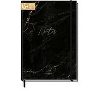 paper&you® Cuaderno A5+ cuadriculado con banda elástica [Black marble] - 156 páginas, 78 hojas - como journal, agenda - sostenible y respetuoso al clima