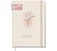 paper&you® Cuaderno A5+ cuadriculado con banda elástica [Dainty Flower] - 156 páginas, 78 hojas - como journal, agenda - sostenible y respetuoso al clima