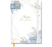 paper&you® Cuaderno A5+ cuadriculado con banda elástica [Time to Grow] 156 páginas, 78 hojas - como bullet journal, agenda - sostenible y climáticamente neutro