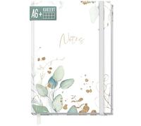 paper&you® cuaderno de notas a cuadros A6+ con banda elástica "Hoja de oro" con 156 páginas, 78 hojas - cuaderno, diario, agenda - sostenible & respetuoso con el clima