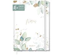 paper&you® cuaderno de notas A5+ con líneas y banda elástica "Blattgold" 156 páginas, 78 hojas - como Journal, agenda - sostenible & respetuoso con el clima