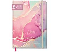 paper&you® cuaderno de notas A5+ con líneas y banda elástica "rosa satinado" 156 páginas, 78 hojas - como Journal, agenda - sostenible & respetuoso con el clima