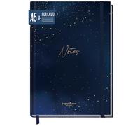 paper&you® cuaderno de notas A5+ con líneas y banda elástica "Starry Night" 156 páginas, 78 hojas - como Journal, agenda - sostenible & respetuoso con el clima