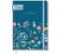 paper&you® cuaderno de notas A5+ cuadriculado con banda elástica "Happy Flower" 156 páginas, 78 hojas, como diario, agenda, Journal - sostenible & respetuoso con el clima
