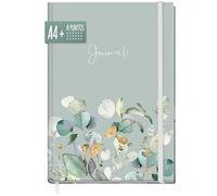 paper&you® Dotted Journal A4+ con banda elástica "Minty Leaves" 156 páginas, cuaderno de notas con puntos, diario - sostenible & respetuoso con el clima