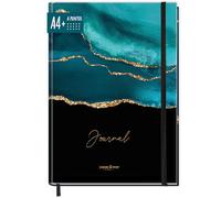 paper&you® Bullet Journal a puntos A4+ con banda elástica [Shiny Teal] 156 páginas | cuaderno punteado, cuaderno de bocetos, diario | sostenible y climáticamente neutro