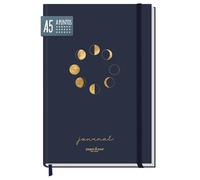 paper&you® dotted Journal A5 con banda elástica "Moon" 156 páginas, cuaderno de notas con puntos, diario - sostenible & respetuoso con el clima