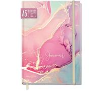 paper&you® dotted Journal A5 con banda elástica "rosa satinado" 156 páginas, cuaderno de notas con puntos, diario - sostenible & respetuoso con el clima