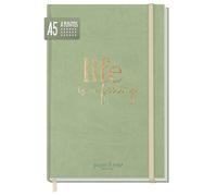 paper&you® dotted Journal A5 con banda elástica "Sage" 156 páginas, cuaderno de notas con puntos, diario - sostenible & respetuoso con el clima