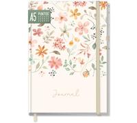 paper&you® dotted Journal A5 con banda elástica "Wild Blossoms" 156 páginas, cuaderno de notas con puntos, diario - sostenible & respetuoso con el clima