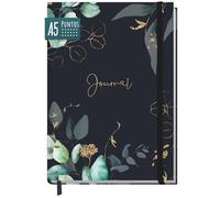 paper&you® Dotted Journal punteado A5 con banda elástica [flores de luna] 156 páginas - cuaderno a puntos, diario - sostenible & climáticamente neutro