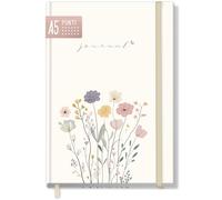 paper&you® Dotted Journal punteado A5 con banda elástica [Flower Joy] 156 páginas - cuaderno a puntos, diario - sostenible & climáticamente neutro