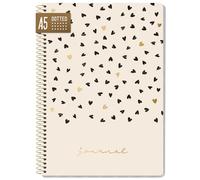 paper&you® Dotted Journal punteado A5 con encuadernación en espiral "Golden Hearts" 160 páginas, cuaderno con puntos - sostenible y respetuoso con el clima
