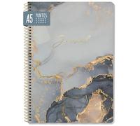 paper&you® Dotted Journal punteado A5 con encuadernación en espiral "marmol gris" 160 páginas, cuaderno con puntos - sostenible y respetuoso con el clima