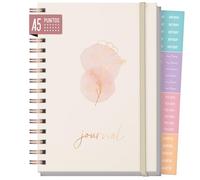 paper&you® Journal Fancy A5 [Dainty Flower] Cuaderno - 190 páginas, papel grueso - agenda y diario de viaje con cuadrícula de puntos - sostenible y respetuoso con el clima