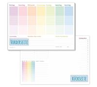 Paper&You® - Planificador semanal A4 sin fecha fija [arco iris], 50 hojas, lista de tareas y compra, gran espacio para notas, respetuoso con el clima y sostenible