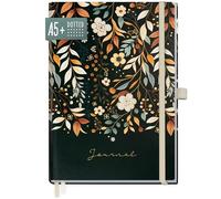 paper&you® Premium Dotted Journal [Pretty Flowers] cuaderno A5 a puntos - 188 páginas de papel grueso - banda elástica, soporte para bolígrafo - sostenible y respetuoso con el clima