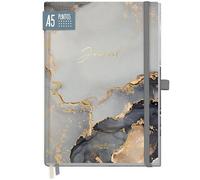 paper&you® Premium Dotted Journal punteado [Mármol Gris] cuaderno A5 a puntos - 188 páginas de papel grueso - banda elástica, soporte para bolígrafo - sostenible y respetuoso con el clima