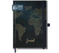 paper&you® Premium Dotted Journal punteado [Travel the World] cuaderno A5 a puntos - 188 páginas de papel grueso - banda elástica, soporte bolígrafo - sostenible y respetuoso con el clima