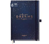 paper&you® Premium Journal dotted A5 "Make your dreams happen" cuaderno de notas puntos, papel grueso 120g/m², 188 páginas numeradas, agenda - sostenible & respetuoso con el clima