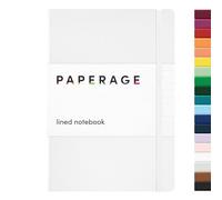 PAPERAGE Cuaderno de diario forrado, Tapa dura, Mediano 5.7 X 8 pulgadas, Papel grueso de 100 g/m². Úselo para la oficina, el hogar, la escuela o los negocios (Blanco, Rayado)