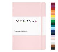 PAPERAGE Cuaderno de diario forrado, Tapa dura, Mediano 5.7 X 8 pulgadas, Papel grueso de 100 g/m². Úselo para la oficina, el hogar, la escuela o los negocios (Rosa Rubor, Rayado)