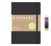 PAPERAGE Cuaderno rayado reciclado (negro), 160 páginas, mediano 5.6 x 8 pulgadas, papel grueso de 100 g/m², rayado universitario, cuaderno de diario de tapa dura para el trabajo, la escuela y la toma