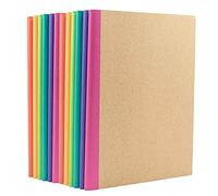 PAPERAGE Paquete de 12 cuadernos de composición, tapa kraft con lomos de arco iris, 120 páginas, papel rayado, tamaño pequeño (8 x 5.75 pulgadas), para escuela, oficina o uso doméstico