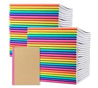 PAPERAGE Paquete de 48 cuadernos de composición, cubierta kraft con lomos arcoíris, 120 páginas, papel rayado, tamaño pequeño (8 x 5.75 pulgadas), para la escuela, la oficina o el hogar