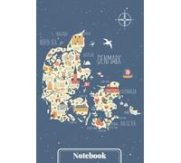 Paperback notebook: A colorful artistic minimalistic notebook with a map of Denmark with a wide ruler, a diary for women, an office home school teacher for adults 6 x 9 inches. 100 Pages.