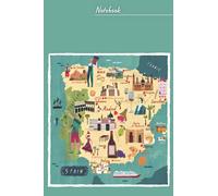 Paperback notebook: A colorful artistic minimalistic notebook with a map of Spain with a wide ruler, a diary for women, an office home school teacher for adults 6 x 9 inches. 100 Pages.