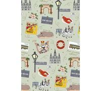 Paperback notepad notebook journal with New Orleans, Louisiana LA landmarks & Mardi Gras King in sage, 150 lined pages (Louisiana's notepads series)