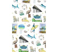 Paperback notepad with Fort Walton Beach FL Okaloosa Island Florida landmarks in white, 150 lined sheets