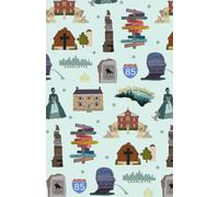 Paperback soft cover notepad notebook journal with Charlotte, NC North Carolina landmarks in patina, 150 lined pages