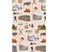 Paperback soft cover notepad notebook journal with Park City UT Utah landmarks in beige, 150 lined pages