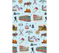 Paperback soft cover notepad notebook journal with Park City UT Utah landmarks in blue, 150 lined pages