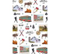 Paperback soft cover notepad notebook journal with Park City UT Utah sport landmarks in white, 150 lined pages