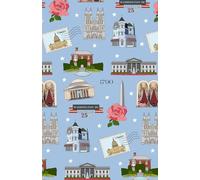 Paperback soft cover notepad notebook journal with Washington D.C. District of Columbia landmarks America 250 in blue, 150 lined pages