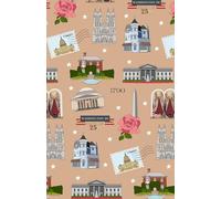 Paperback soft cover notepad notebook journal with Washington D.C. District of Columbia landmarks America 250 in beige, 150 lined pages